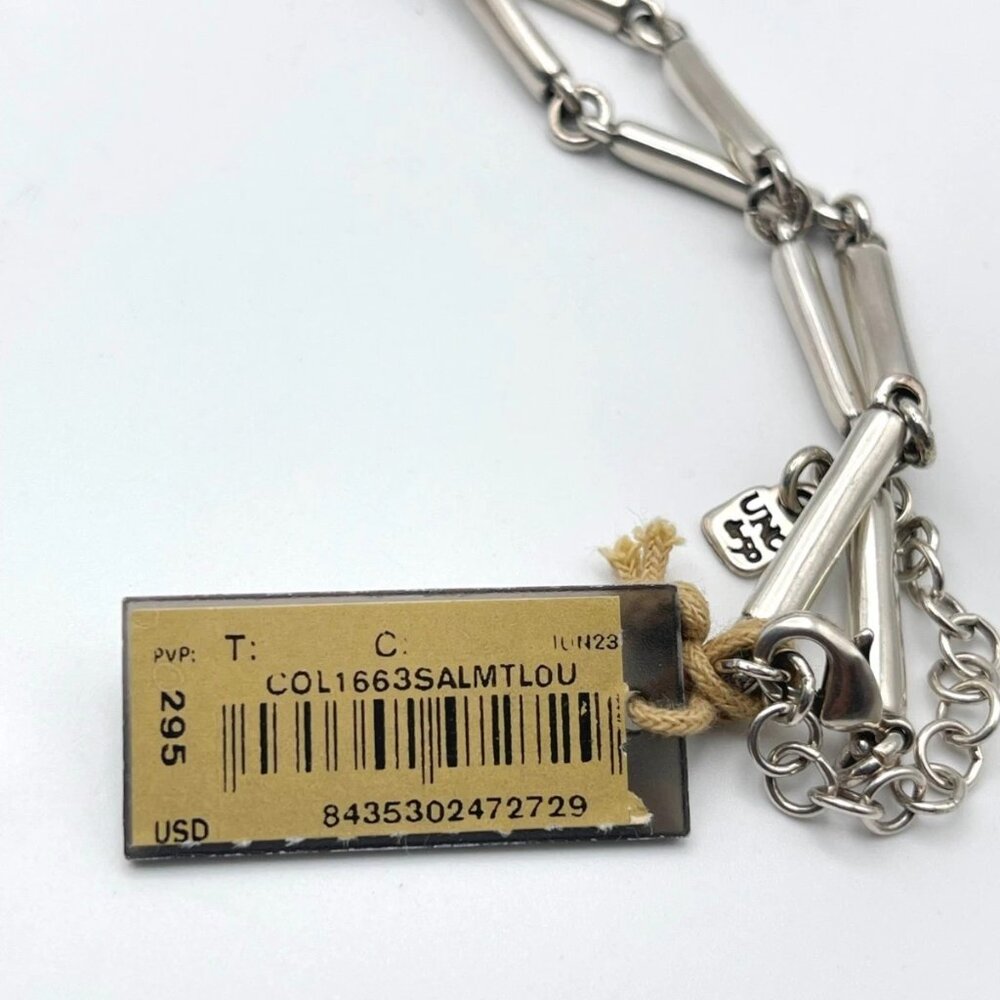 NWT Uno De 50 Bossy Waterfalls Necklace Pink Crystal Silver Plated Links chain - Picture 14 of 16